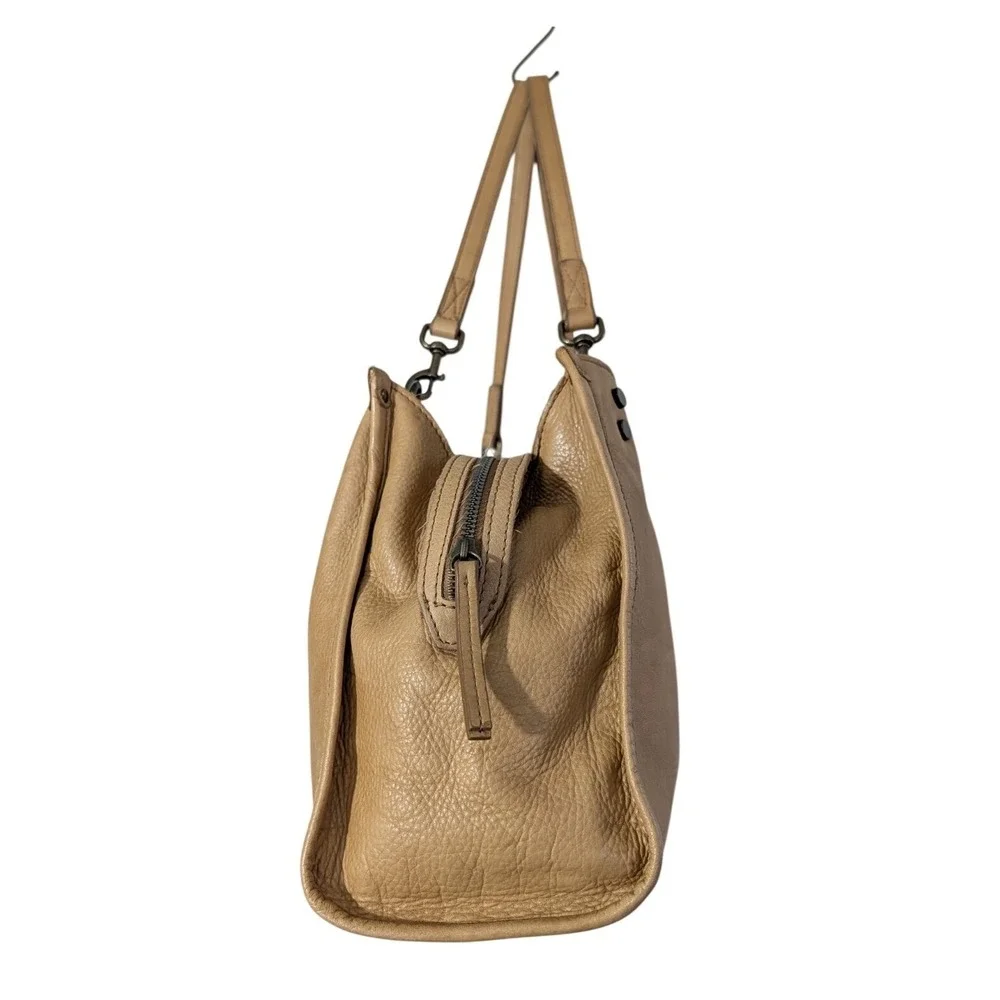 American Leather‎ Co Lenox Triple Entry Satchel Bag Purse Leather Cafe Latte
